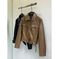 【娇娇私服定制】新款复古老钱风短款皮衣外套82085#
