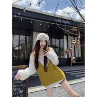 减龄针织马甲衬衫两件套上衣女2025年新款宽松叠穿早秋氛围感穿搭