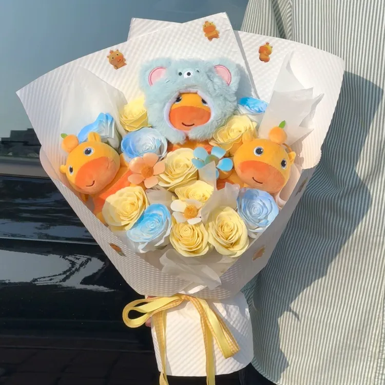 正版水豚噜噜玩偶花束永生花生日礼物女生送女朋友闺蜜圣诞节礼物
