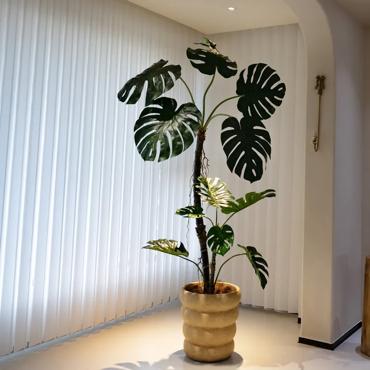 海虹景品巨叶老桩龟背竹仿真绿植客厅室内仿生假树大型落地盆栽单