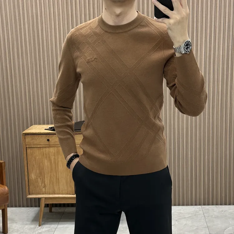 轻奢质感百搭休闲亲肤圆领男士秋冬时尚利落穿搭干练针织长袖370