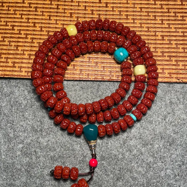 金刚菩提108颗文玩好物藏式直切一代盘龙菩提机刷成品10-11mm±