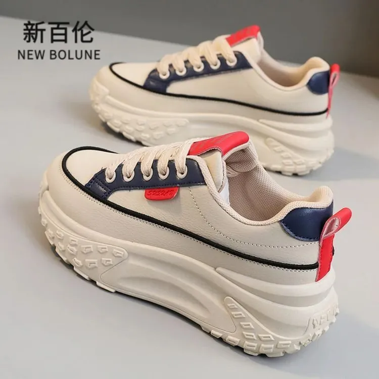 新百伦NEW BOLUNE韩版厚底老爹鞋女2025新款秋季小个子增高鞋百搭