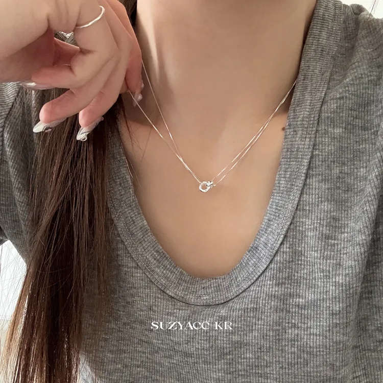 Suzyacc Kr 坠链均925银 【环环相扣】项链气质轻奢百搭DX0218