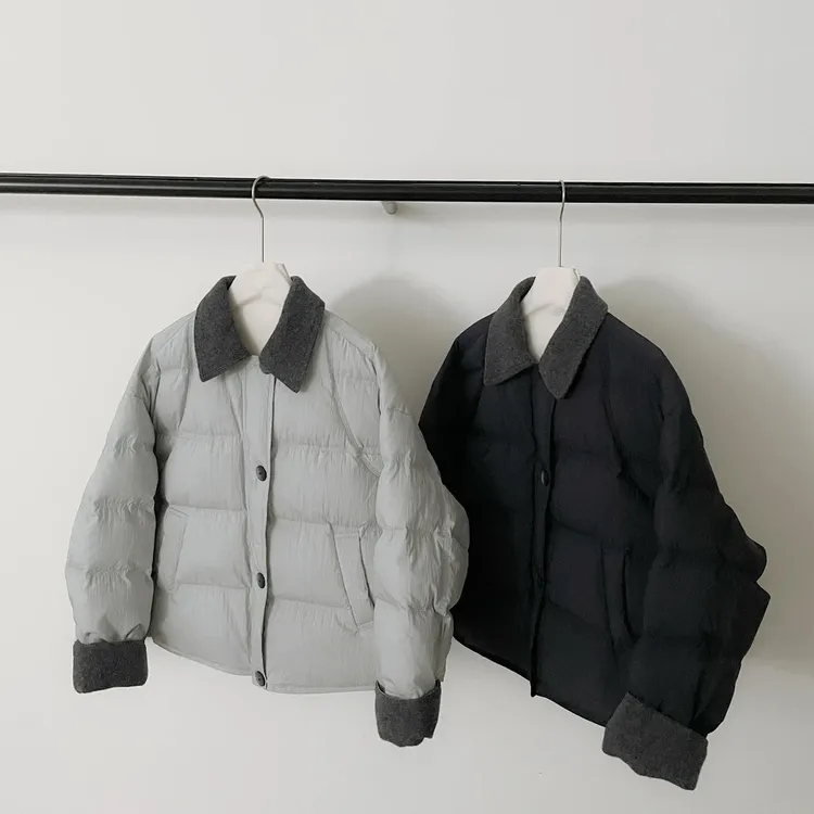 撞色拼接短款保暖棉服女冬季新款韩系简约韩版极简风棉袄外套女装