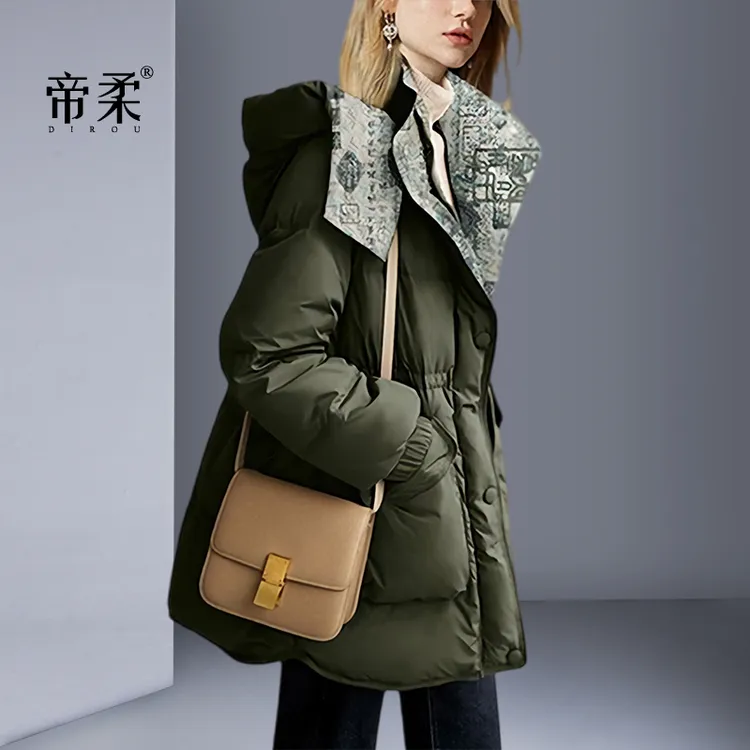 2025冬季新款时尚保暖羽绒服女90绒白鸭绒加厚御寒外套中长款带帽