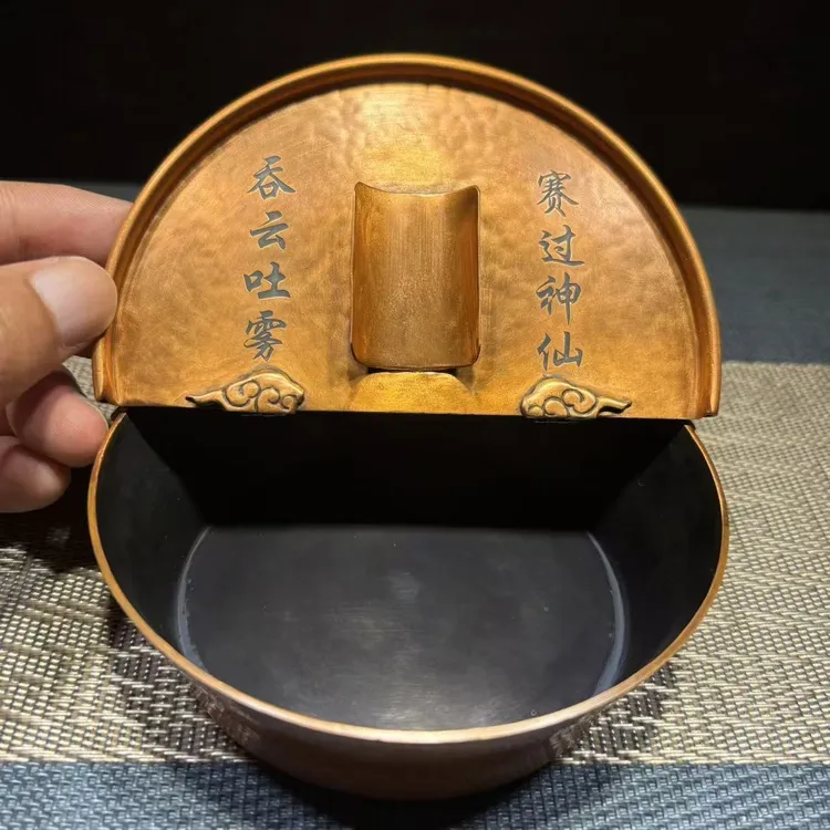 茶道配件 紫铜缸 赛神仙烟灰缸 纯手工紫铜 雪茄缸 高端摆件