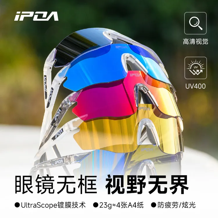 IPOA户外跑步骑护目镜登山徒步防紫外线变色男女款防炫光运动眼镜