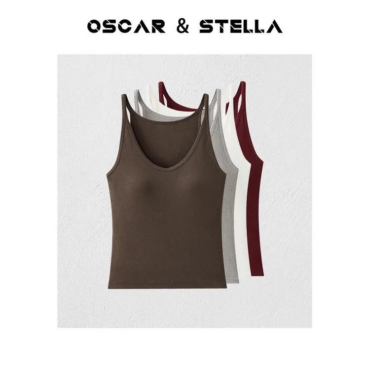 OSCAR&STELLA醋酸天然抗菌保暖带胸垫小背心吊带65-1-1315