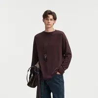 Lilbetter竹节肌理一字领长袖T恤2025秋男士微宽松版型慵懒打底衫