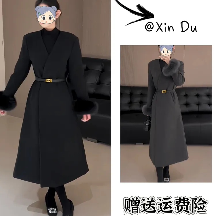 2025秋冬季新款时尚显瘦气质女士网红洋气风衣百搭款D24879