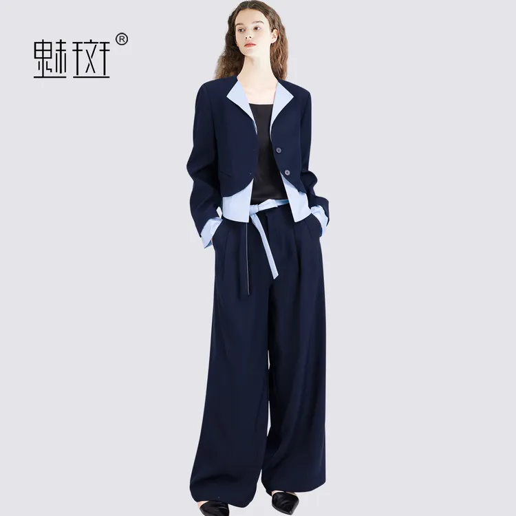 魅斑假两件西装外套西裤两件套女2025秋季新款巨好看的套装