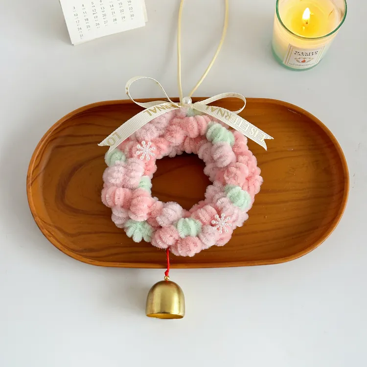 新年圣诞花环挂件DIY扭扭棒材料包手工多色门把手生日送礼物装饰