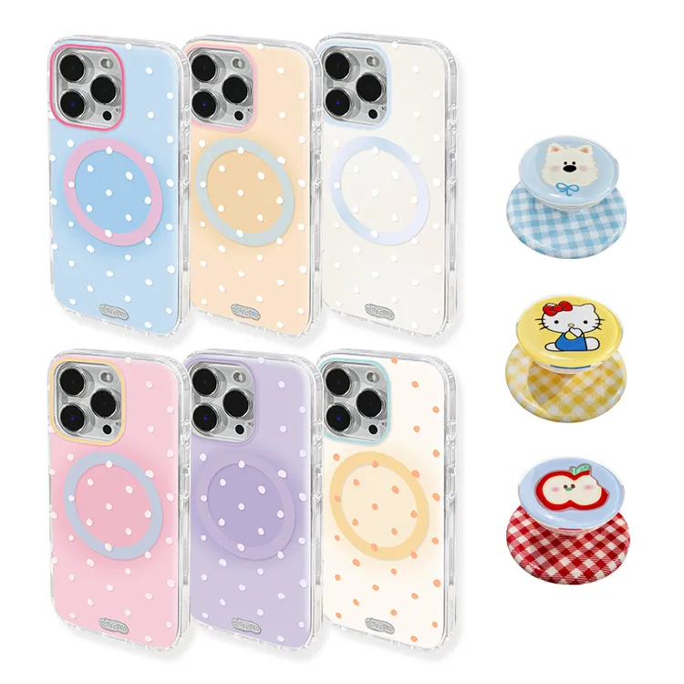 九点半甜心奶油白波点磁吸手机壳适用苹果16Pro手机壳iphone15-13