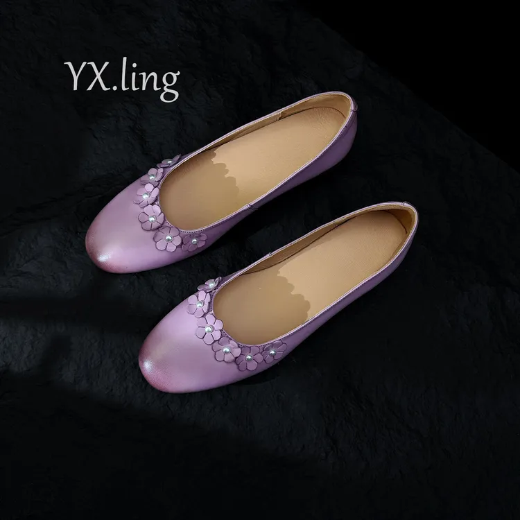 浪漫主义 | 极简做旧乖巧软牛皮圆头2.5cm粗跟小仙女风手工单鞋