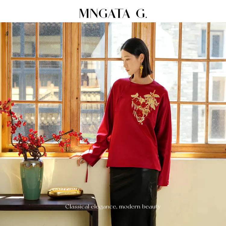 MNGATA G.宫小妍【珠绣·红石榴】非遗大秀3M棉新中式外套5052670