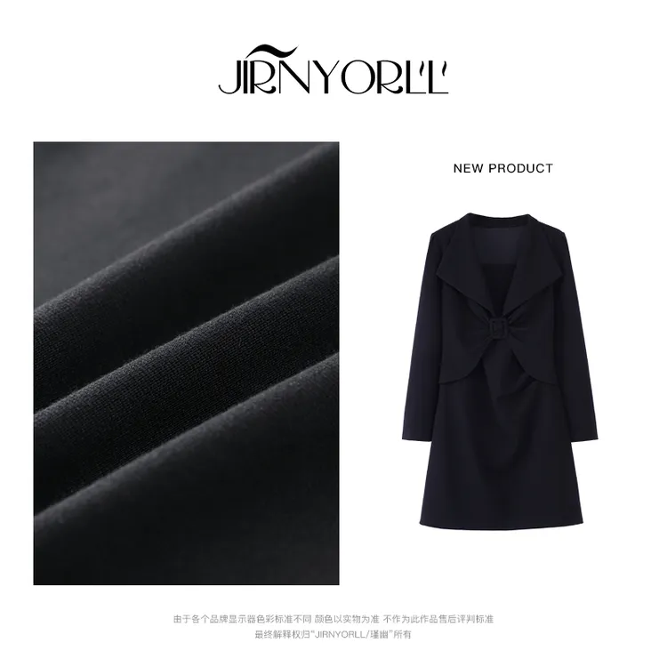 花菜微胖定制~【黑珍珠】秋冬新款时尚气质显瘦赫本风法式小黑裙