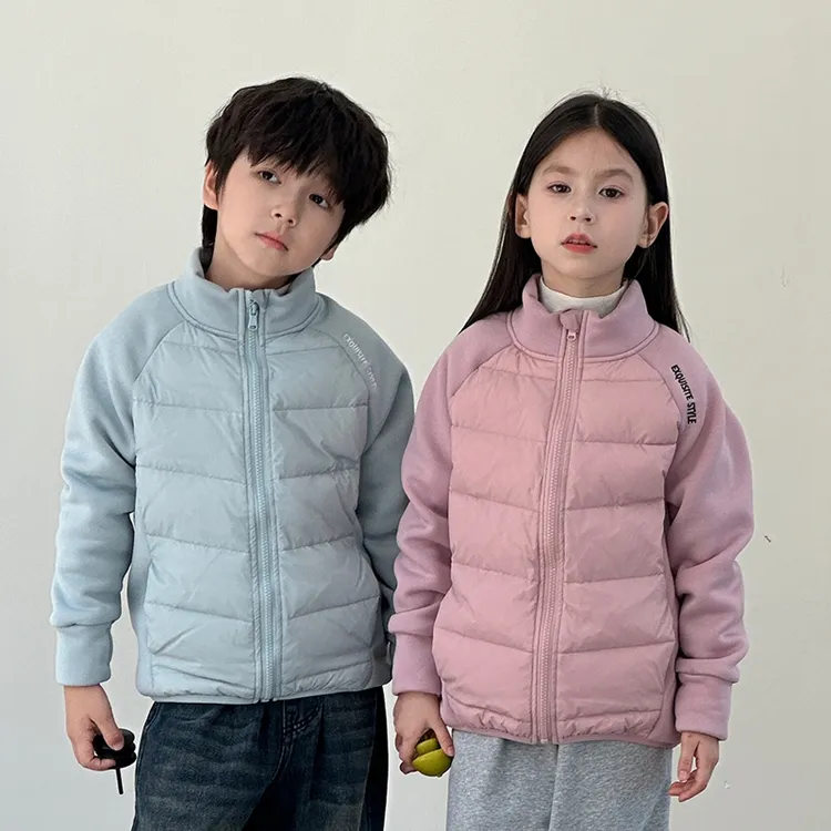 【胖胖象】白鸭绒儿童校服神器拼接立领时尚韩版冬季羽绒外套Q07