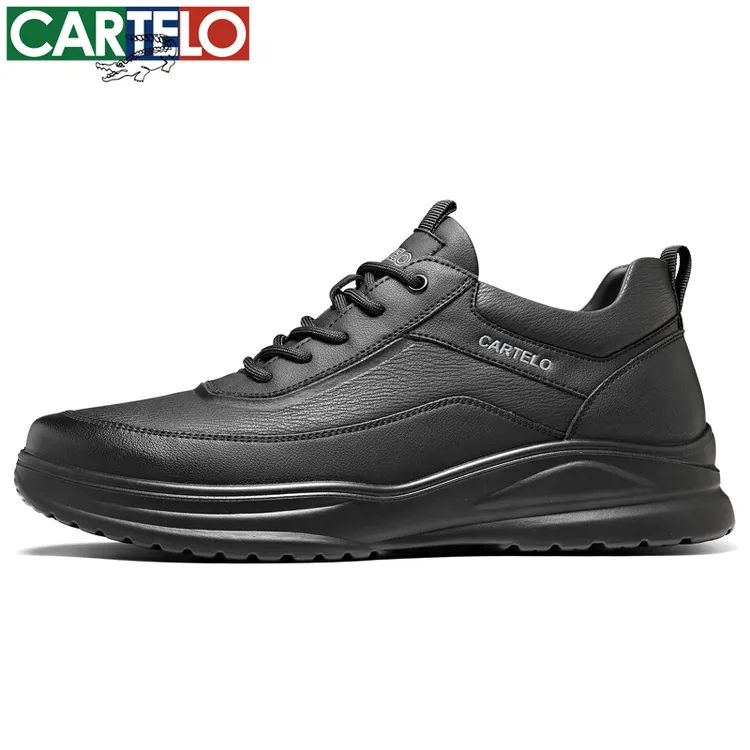卡帝乐鳄鱼真皮休闲皮鞋秋冬舒适百搭男士防滑防水软底户外运动鞋