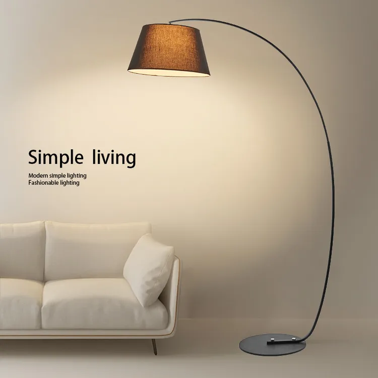 落地灯侘寂风客厅沙发旁边创意装饰网红北欧设计感轻奢布罩钓鱼灯