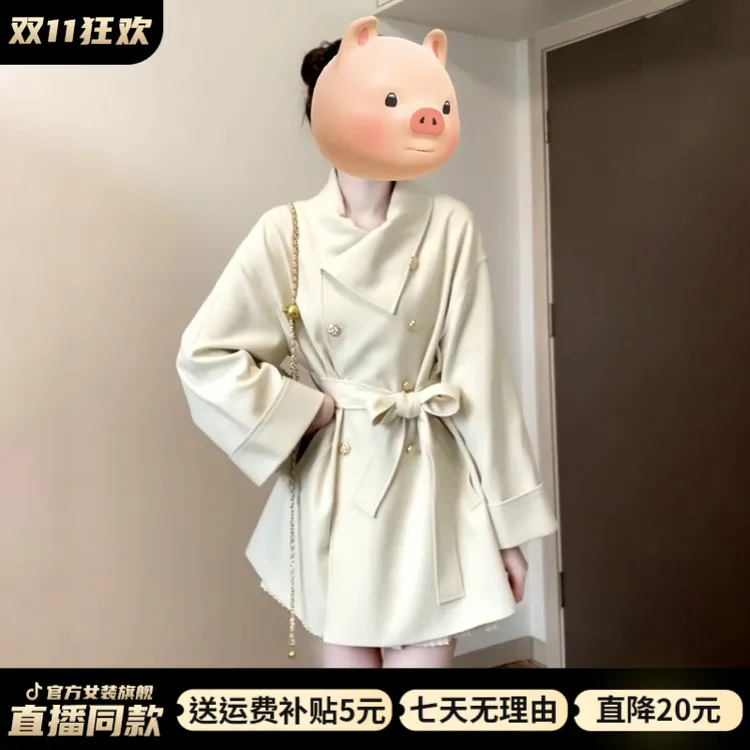 美式复古长袖大衣外套女秋冬季2025新款高级感爆款网红款高冷酷飒