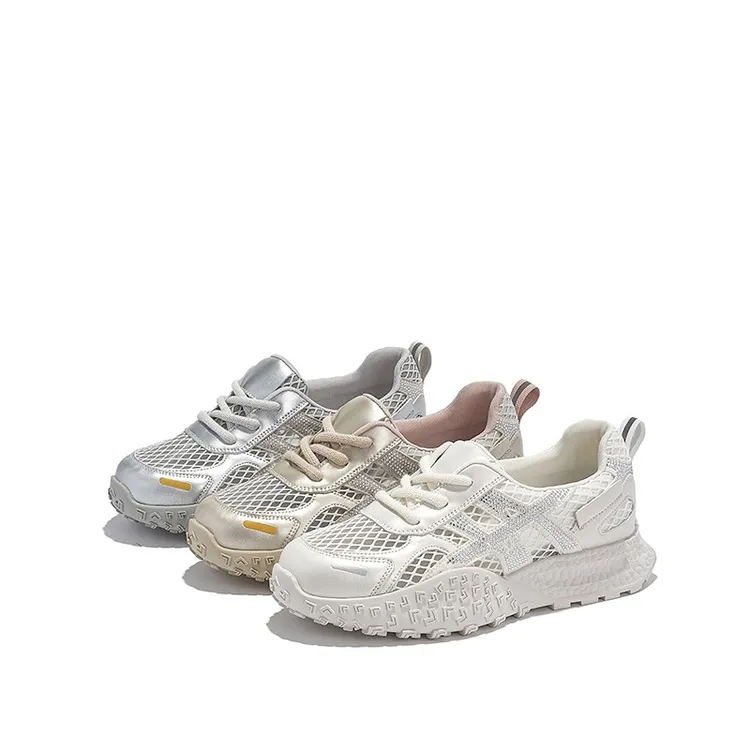 网面透气休闲鞋女款2025夏季新款爆款百搭鞋子时尚厚底轻便阿甘鞋