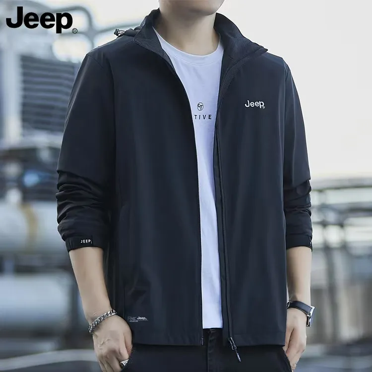 JEEP/吉普休闲轻薄防风防晒衣春秋户外运动外套男大码弹力