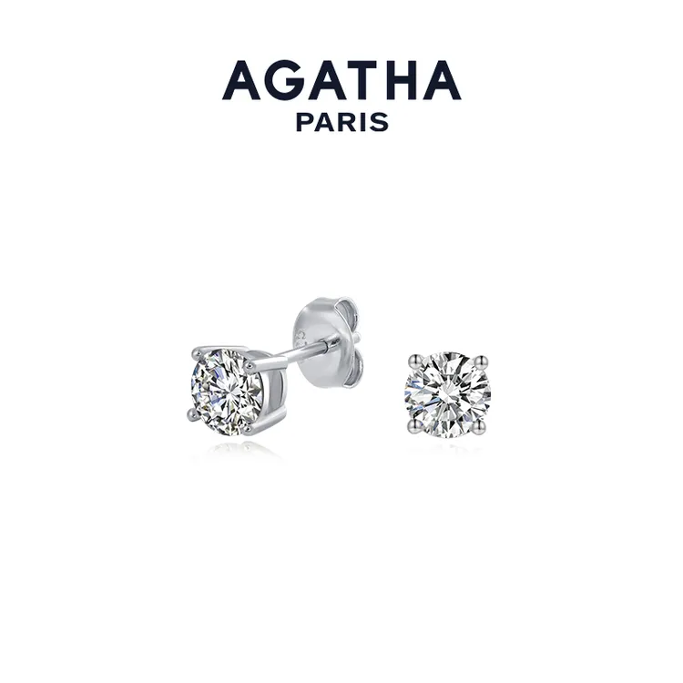 AGATHA 925银合成锆石耳饰 人鱼之泪璀璨好礼恋夏风耳钉DX