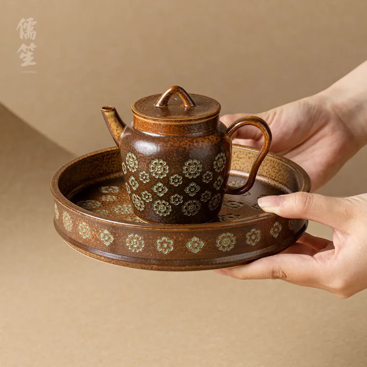 儒笙宝相花手工高端茶壶复古中式功夫茶具小容量泡茶壶侘寂风茶器