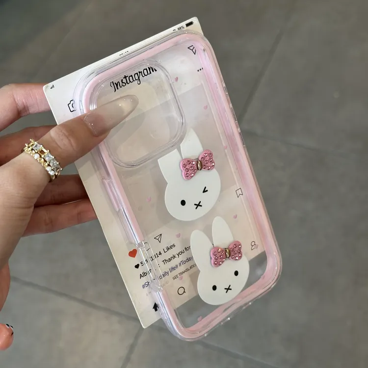 BANCA甜美蝴蝶结米菲兔适用苹果16撞色手机壳华为vivo小米15oppo