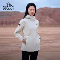 伯希和软壳衣女户外外套加绒防泼水登山服中长款收腰休闲运动风衣