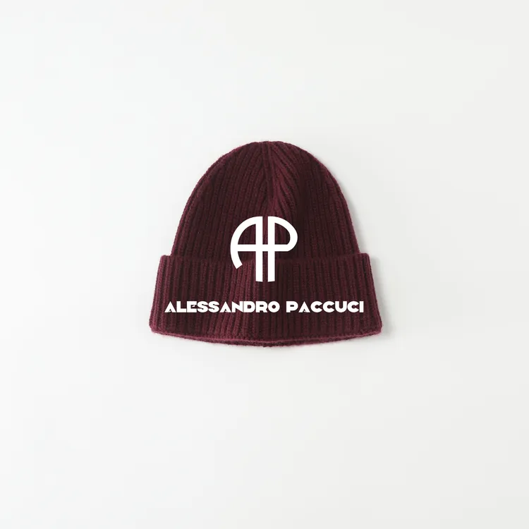 AP洛哥54155AM 【奶奶帽】两色100山羊绒拉绒罗纹保暖针织帽子