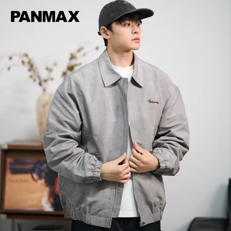 美式大码男士休闲宽松时尚港风夹克百搭复古立体剪裁翻领秋季