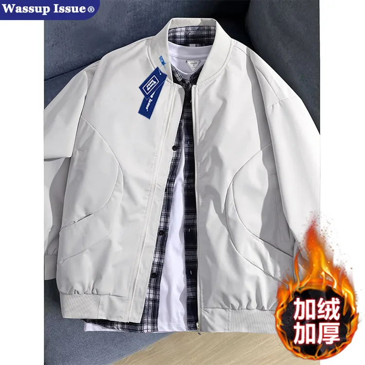 WASSUP ISSUE外套男春秋季宽松棒球服飞行夹克男款情侣款夹克外套
