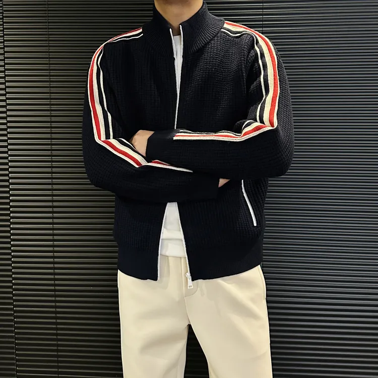 2025男装男士秋季潮流时尚百搭舒适高端轻奢简约休闲针织外套7219