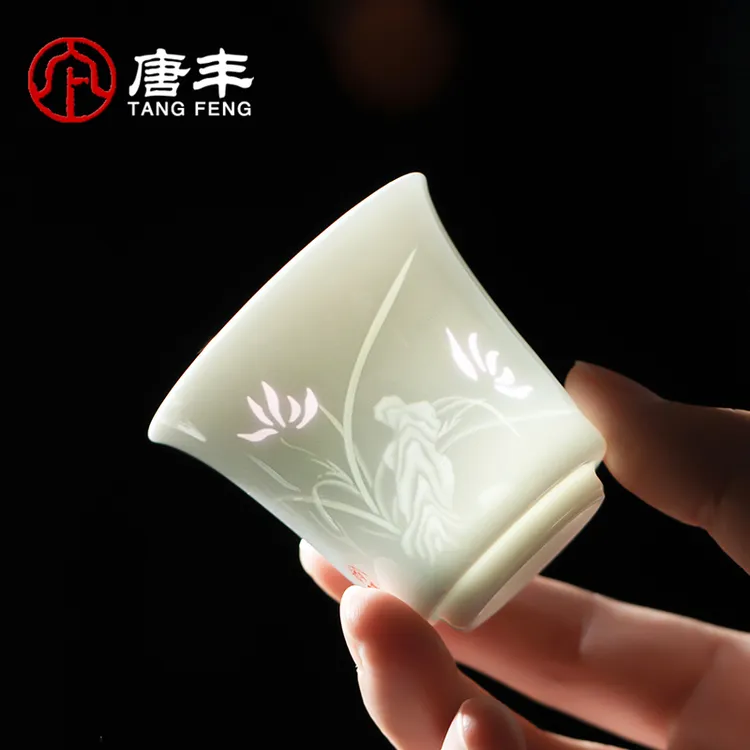 唐丰玲珑瓷茶杯喝茶杯主人杯家用高档品茗杯个人专用喝茶白瓷茶杯