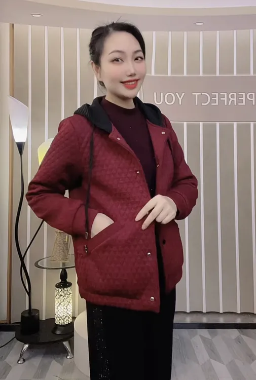 枣红小棉袄【压缩丝绵】冬季新品百搭宽松长袖女士连帽保暖外套8937