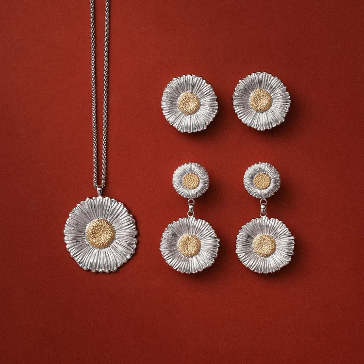 925银耳饰 《灿》纯银布家雏菊系列旋转耳环项链