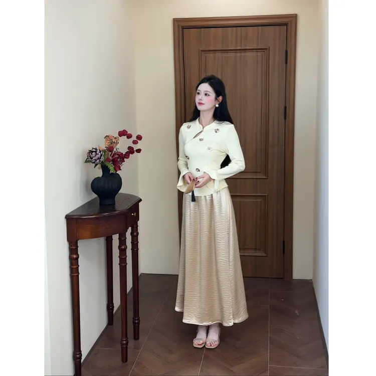 【杏雪织光】<77>新中式浮雕花朵上衣+半身裙XMZH9231XMZH9230