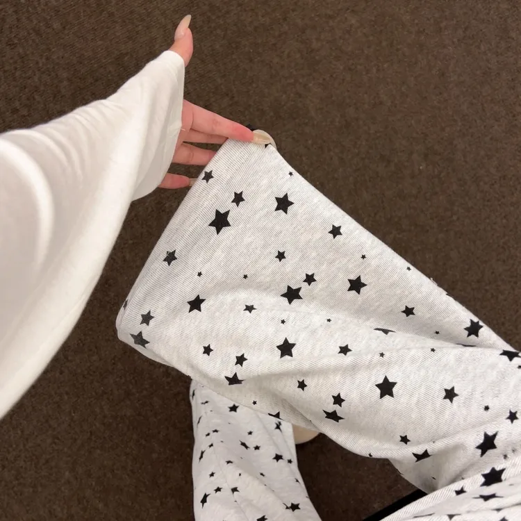星星糯米裤女垂坠感软糯宽松慵懒风裤子直筒休闲裤秋冬季长裤百搭
