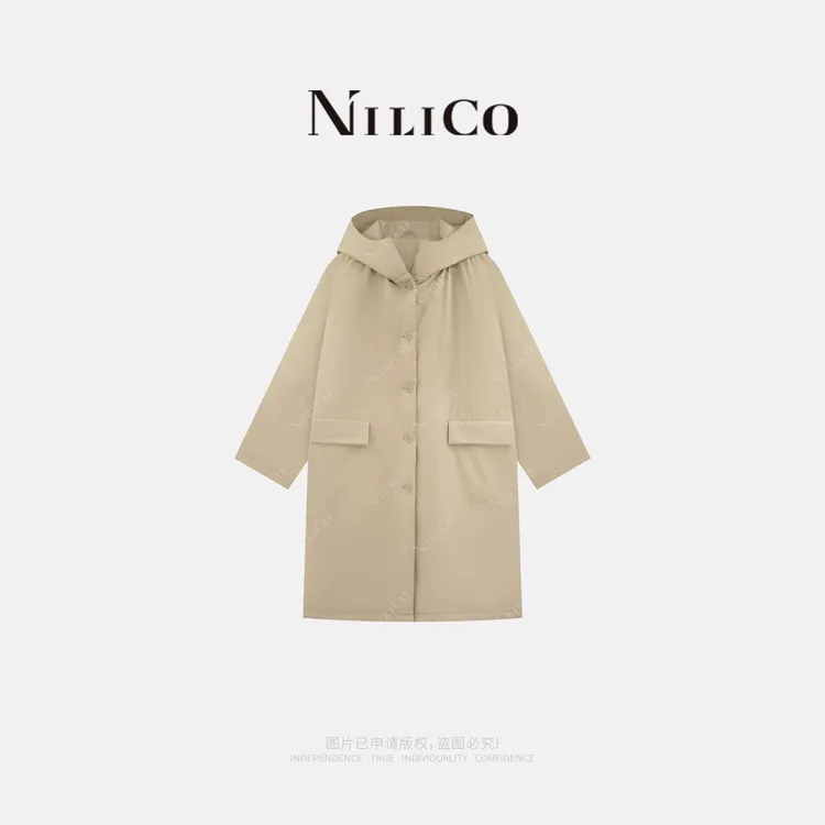 NILICO【治愈暖冬】极简轻暖连帽长款过膝派克鹅绒服