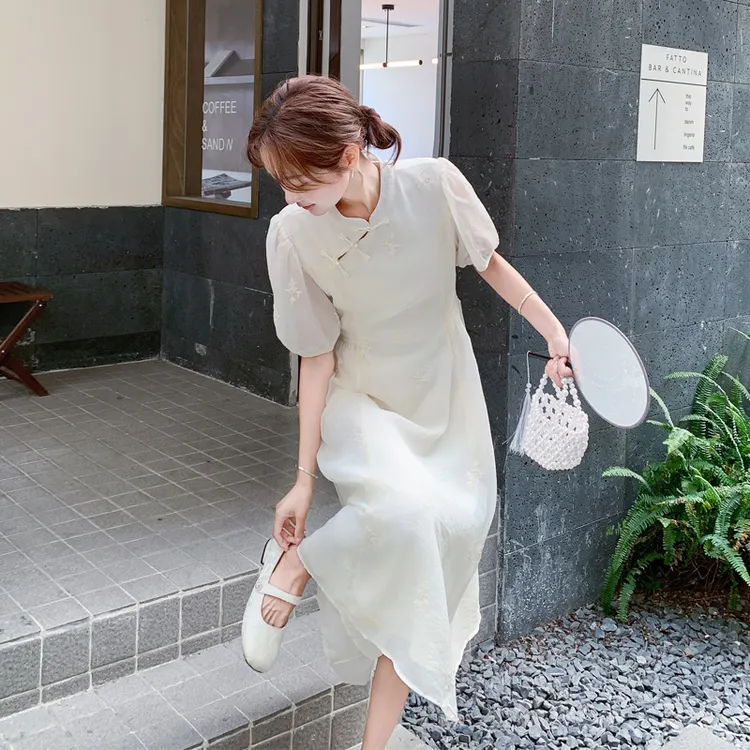 新中式改良国风旗袍裙2025夏季新款优雅气质温柔风氛围感收腰裙子