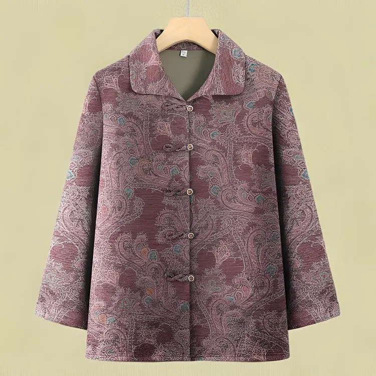 中老年人女装妈妈装长袖衬衫春秋季60-80岁老太太衣服奶奶装外套