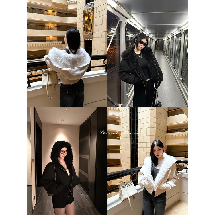 黑泽玄七“厚绒暖宝宝”秋冬厚绒毛全底加绒锁温保暖线毛领卫衣女