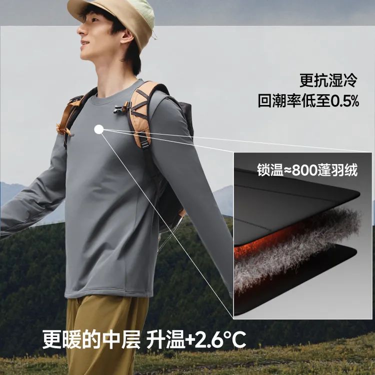 【蕉下男气绒T恤】保暖秋冬百搭打底CL01025圆领休闲透气运动健身商品图