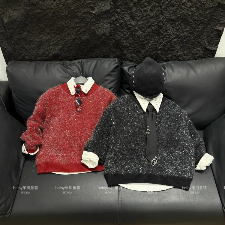 81623针织衫韩版男女童宽松时尚百搭潮流冬季保暖毛衣
