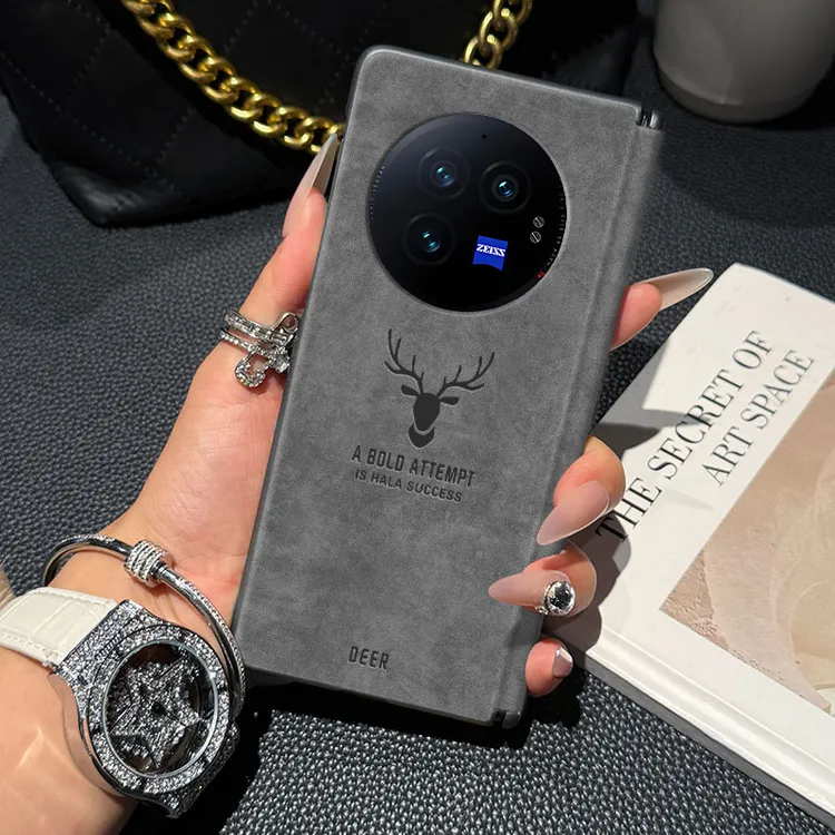 适用vivoXFold3手机壳简约新款麋鹿防摔XFold3pro磁吸中轴保护套