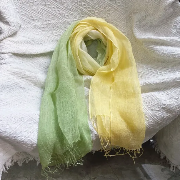 亚麻围巾女渐变日系流苏长围巾洋气围巾披肩两用春秋百搭夏季防晒