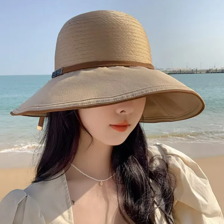 防晒帽新款防紫外线遮阳帽夏季法式太阳帽渔夫夏天女款女士帽子