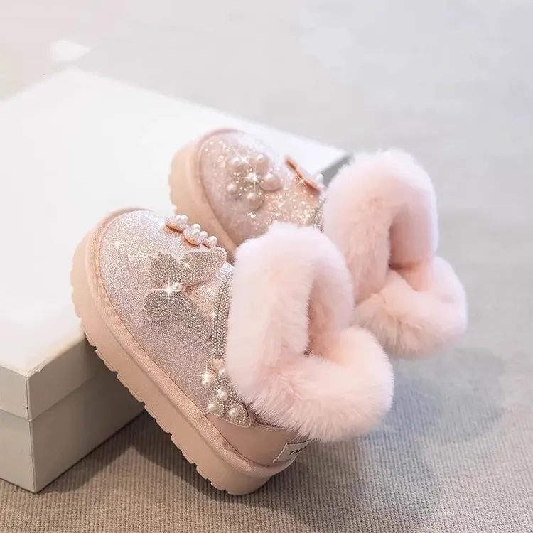 ABC女童雪地靴2025冬季新款儿童大棉鞋秋冬软底宝宝公主靴子加厚